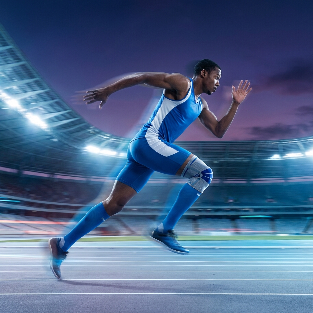 Professional athlete sprinting on track